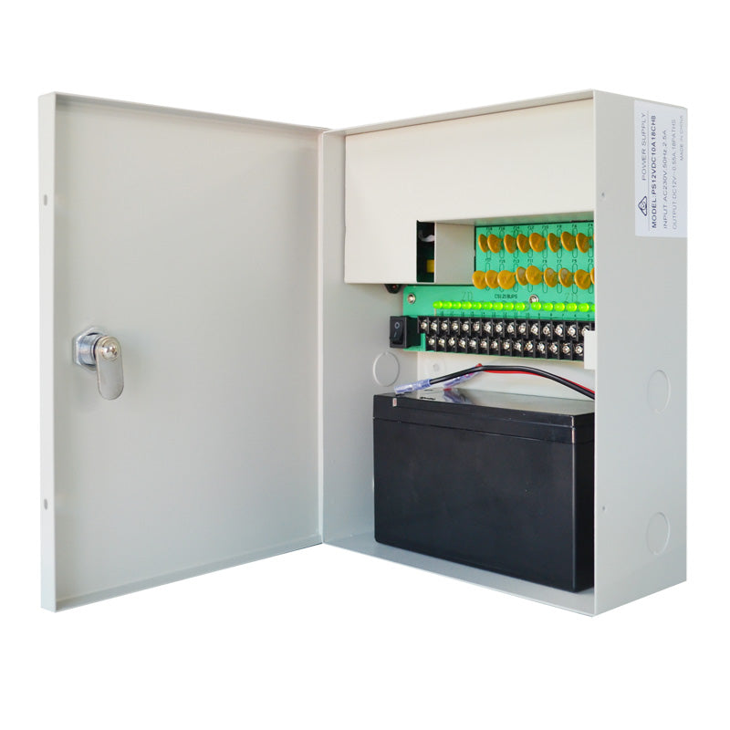 12VDC 10A 18CH Surveillance Power Supply with Backup Battery