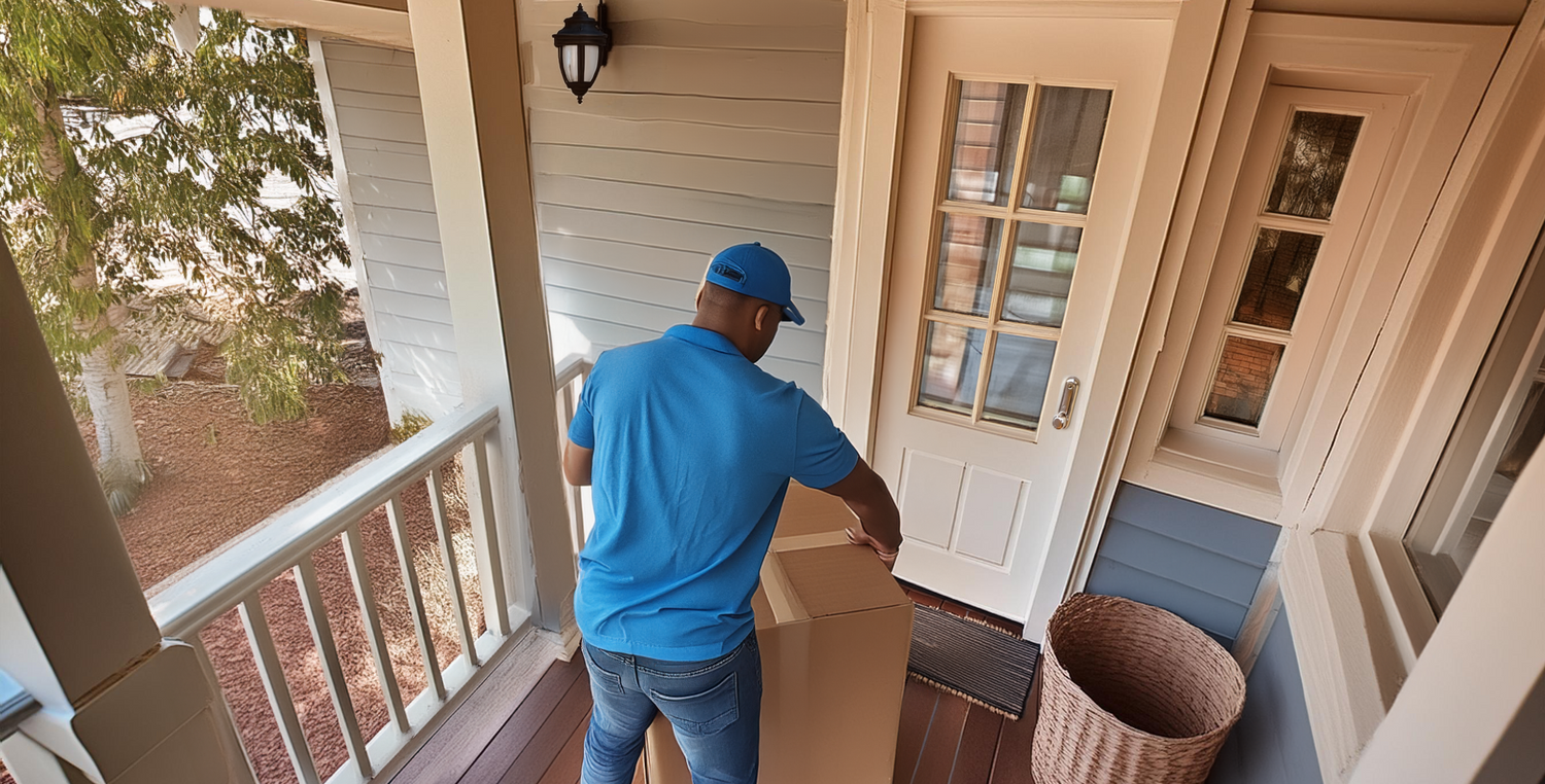 Security footage of package being delivered