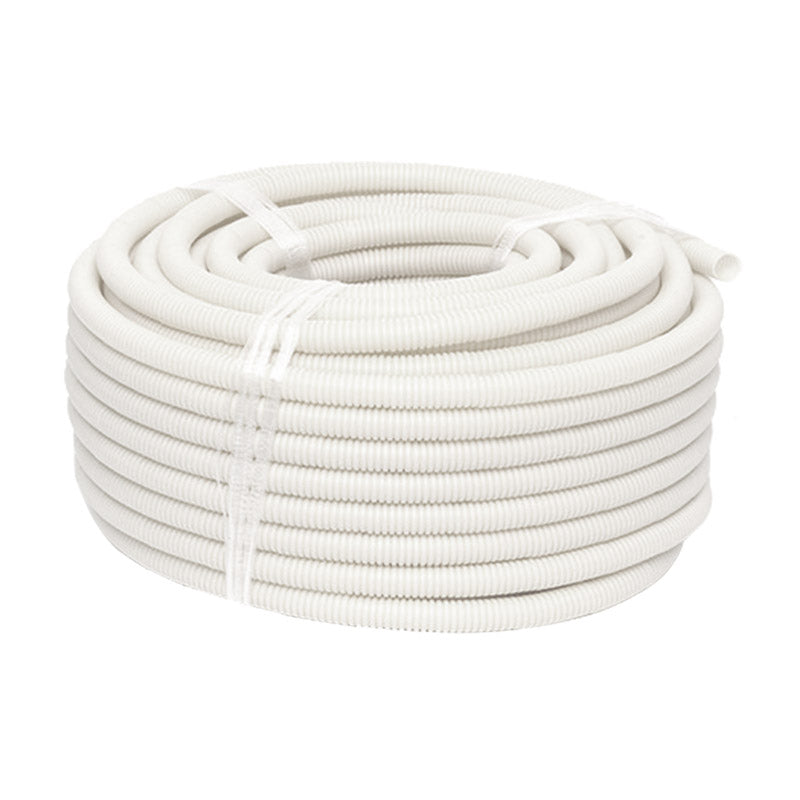 25mm White Medium-Duty Corrugated Conduit - 25m Roll