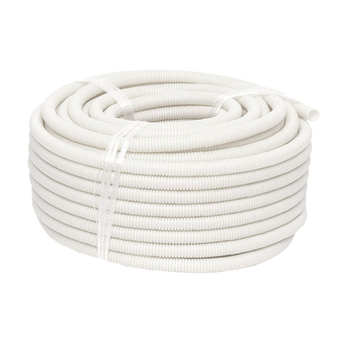 25mm White Medium-Duty Corrugated Conduit - 25m Roll