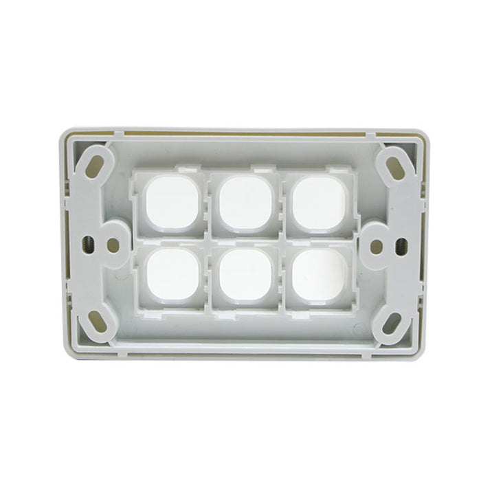 Grid Plate 6 Gang - White