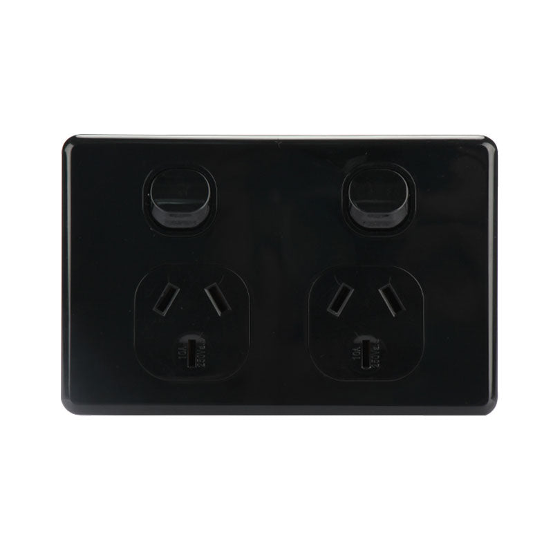 2-Gang Horizontal Double-Pole Power Outlet