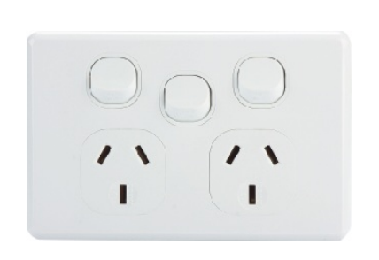 2-Gang Power Outlet with Extra Switch