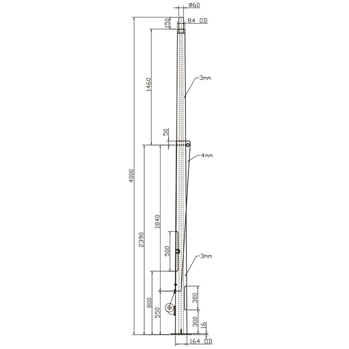 4.0m Octagonal Hinged Light Pole