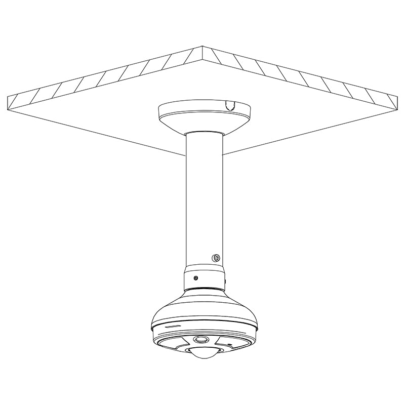 Rhino VSBKTA105 adapter installed on ceiling mount bracket for PTZ security cameras