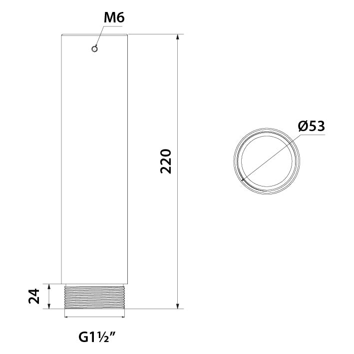 Rhino VSBKTA112 220mm extender diagram for ceiling mount bracket showing dimensions