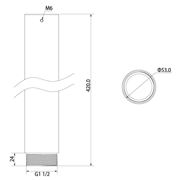 Diagram of 420mm extender for ceiling mount bracket VSBKTA113