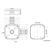 Product diagram of the VSBKTA123 adapter junction box for surveillance cameras