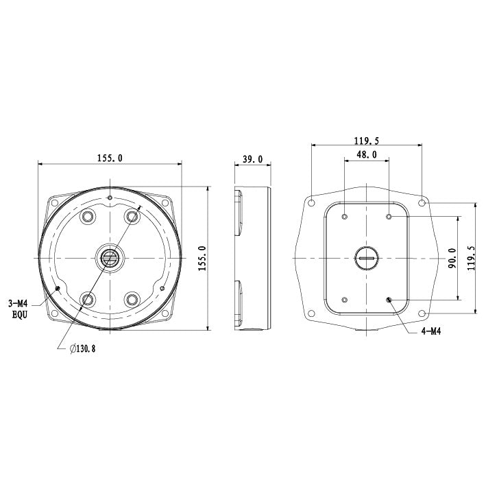 Rhino VSBKTA132 adapter junction box product diagram for surveillance cameras on bluee.au