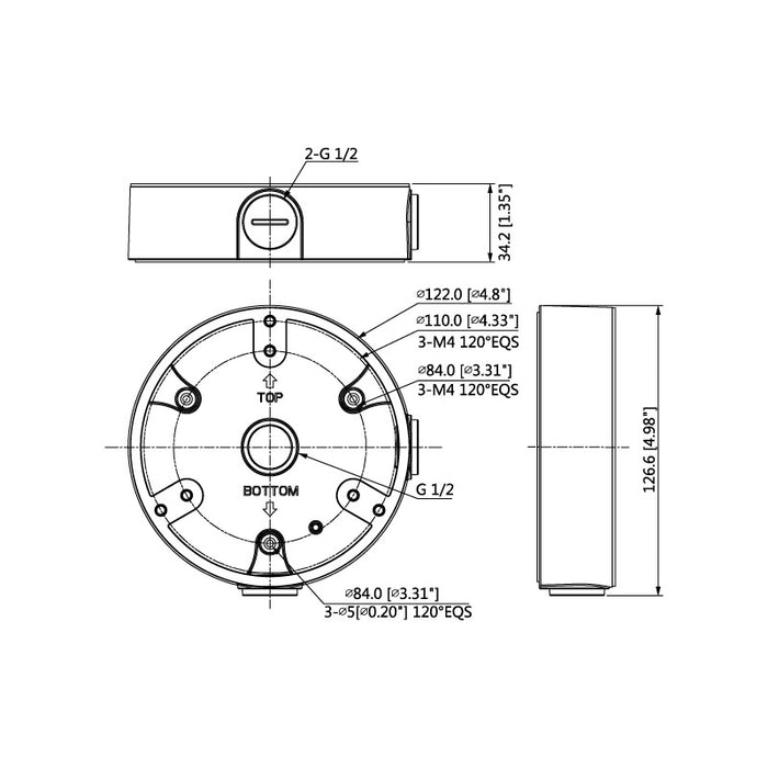 Adapter/Junction Box for Surveillance Cameras (Black)