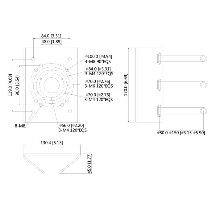 Triple Clamp Pole Mount Camera Bracket (Silver)