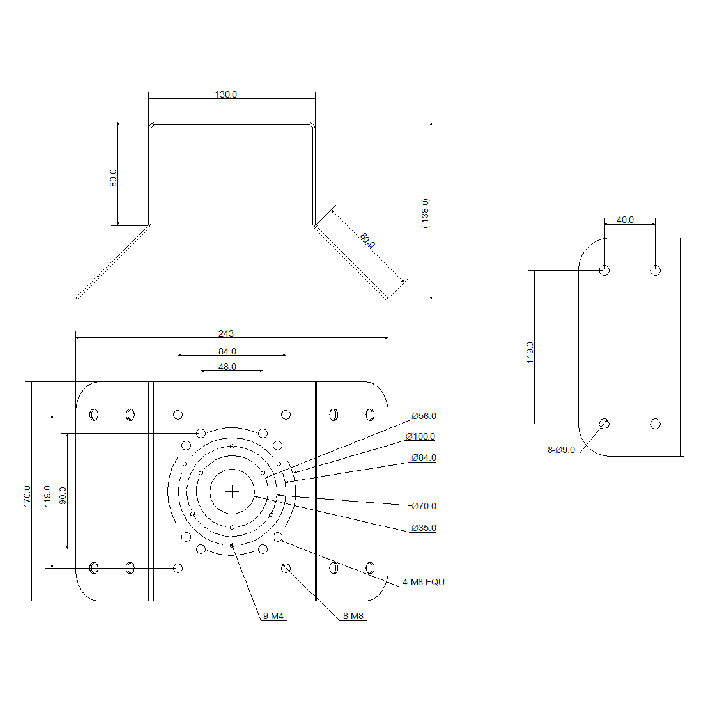 Rhino VSBKTA151 corner wall mount camera bracket product diagram