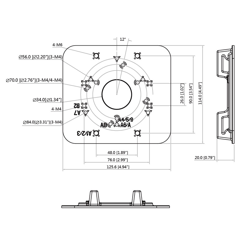 Rhino dual clamp pole mount camera bracket diagram thumbnail image