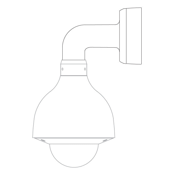 Diagram of right angle wall mount camera bracket dimensions