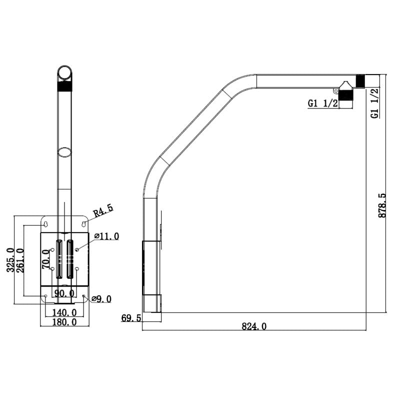 Rhino VSBKTB303S parapet mount PTZ camera bracket product diagram