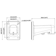 Rhino VSBKTB305 right angle wall mount dome bracket diagram for security cameras