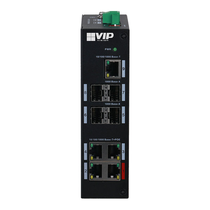 9-Port Gigabit Unmanaged Switch with PoE & Fiber Uplinks