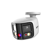 Close-up of 8MP AI Active Deterrence security camera lens and AI sensors