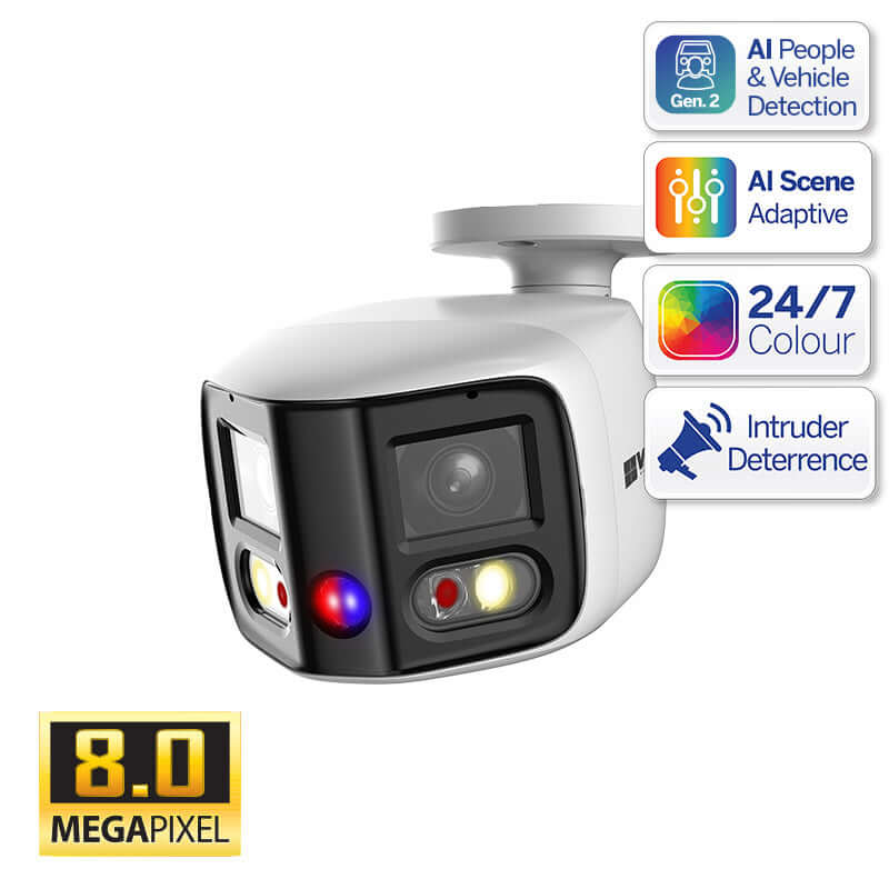 8MP AI Active Deterrence camera night vision in action with active deterrence lights