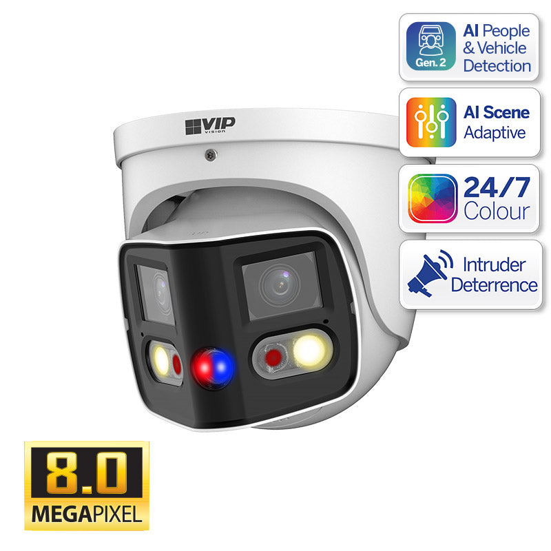 Professional AI Series 8.0MP 180° Active Deterrence Turret IP Camera