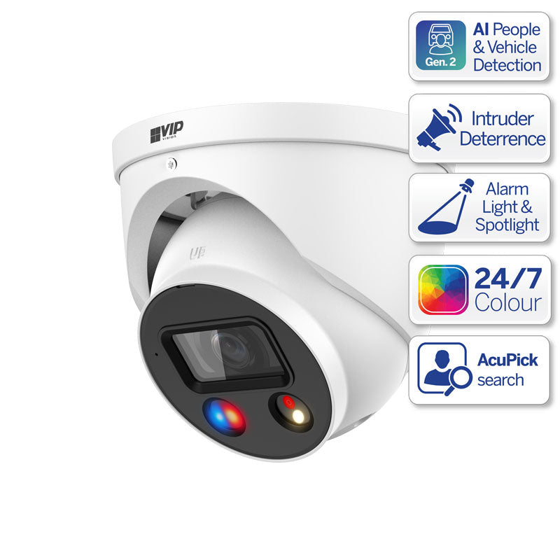 Professional AI Series 8.0MP 180° Active Deterrence Turret IP Camera
