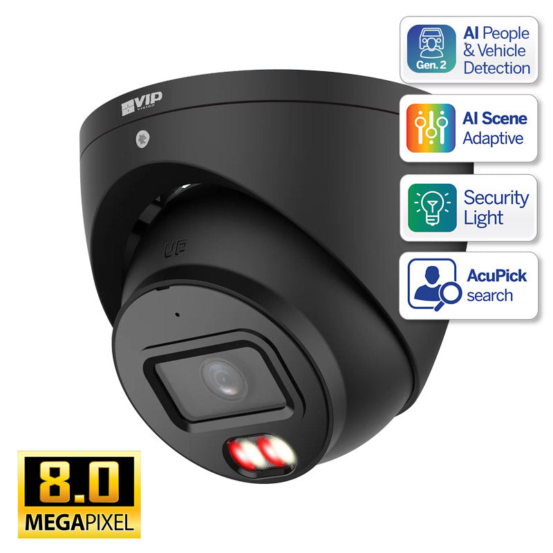 Professional AI Series 8.0MP Black Turret IP Camera