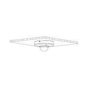 Diagram of a PTZ dome camera installed on a ceiling surface, showcasing its compact design and mounting style.
