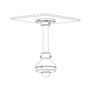 Diagram of Specialist AI Series PTZ dome camera installation on ceiling.