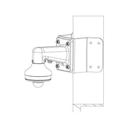 Diagram of a PTZ dome camera mount showing wall attachment and arm design for secure installation.