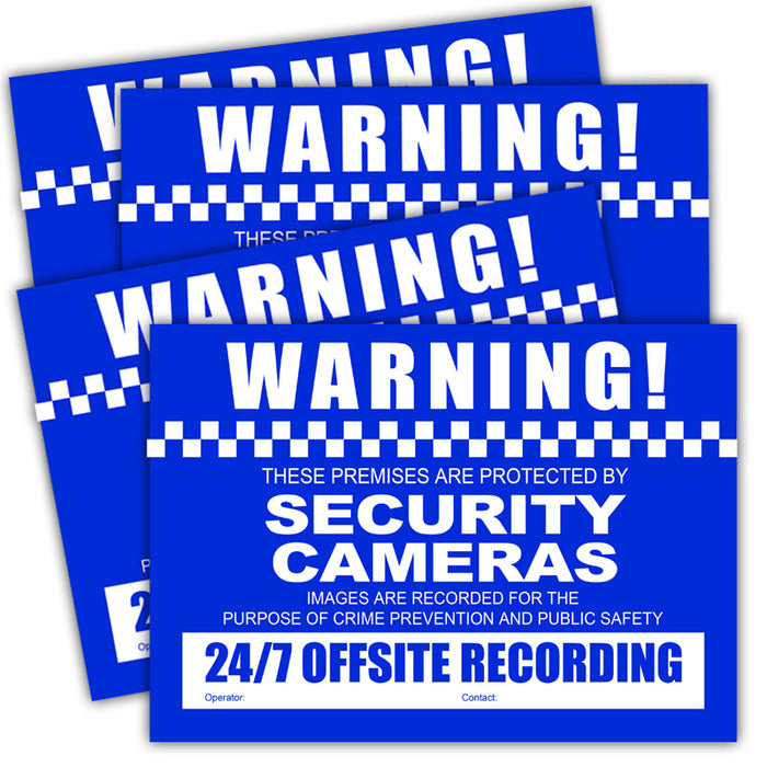 CCTV Warning Stickers - A4 Size (4 Pack)