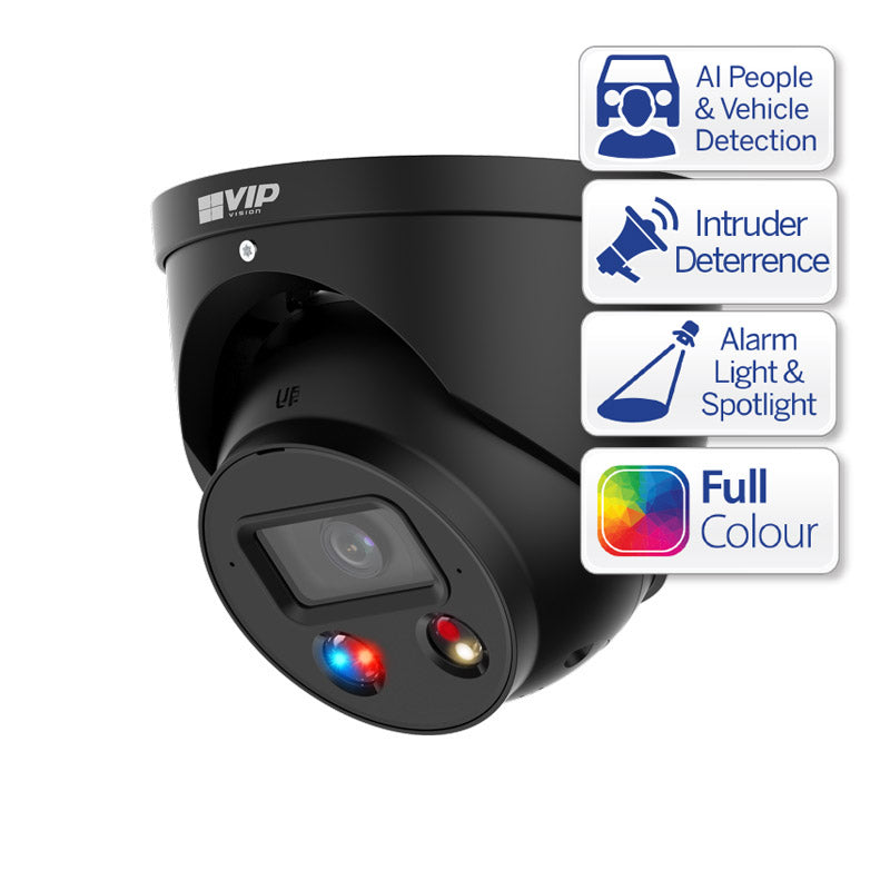 Professional AI Series 8.0MP Black Deterrence Turret IP Camera