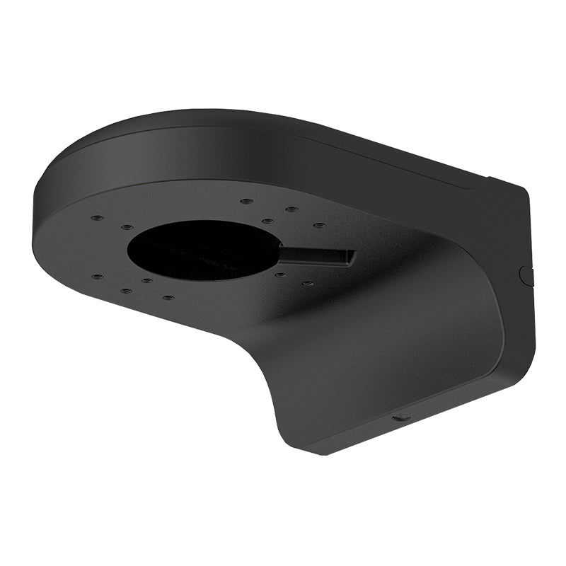 Black right angle wall mount camera bracket for indoor use by Rhino.