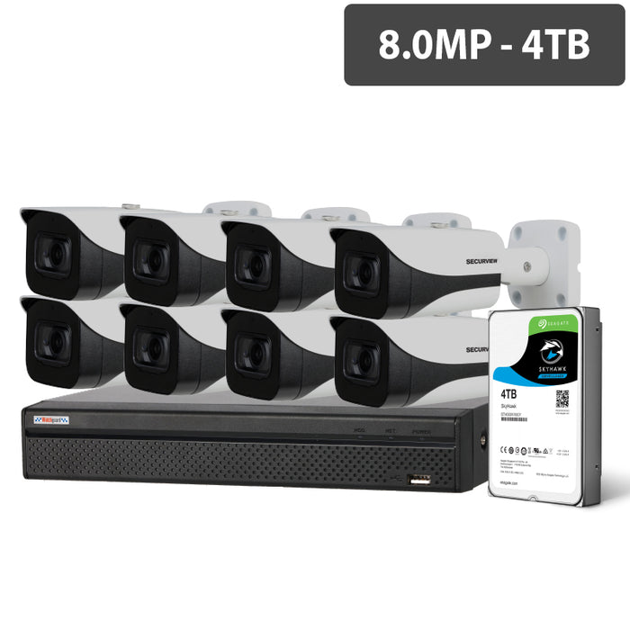 Compact 16 Channel 8.0MP HDCVI Surveillance Kit (8 x Fixed Cameras, 4TB HDD)
