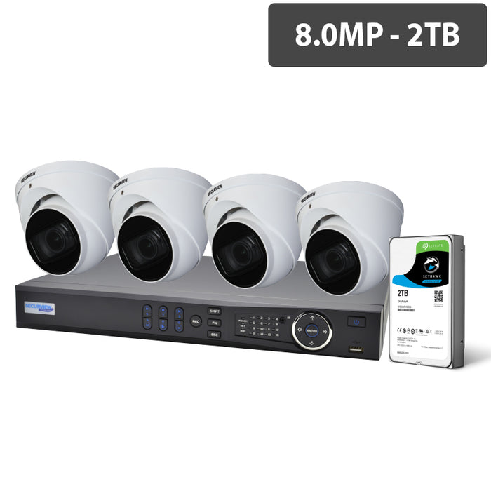 Professional 8 Channel 8.0MP HDCVI Surveillance Kit (4 x Motorised Cameras, 2TB HDD)